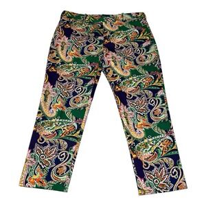 Ralph Lauren Sport Floral High Waist Stretch Straight Leg‎ Crop Pants Women's 36